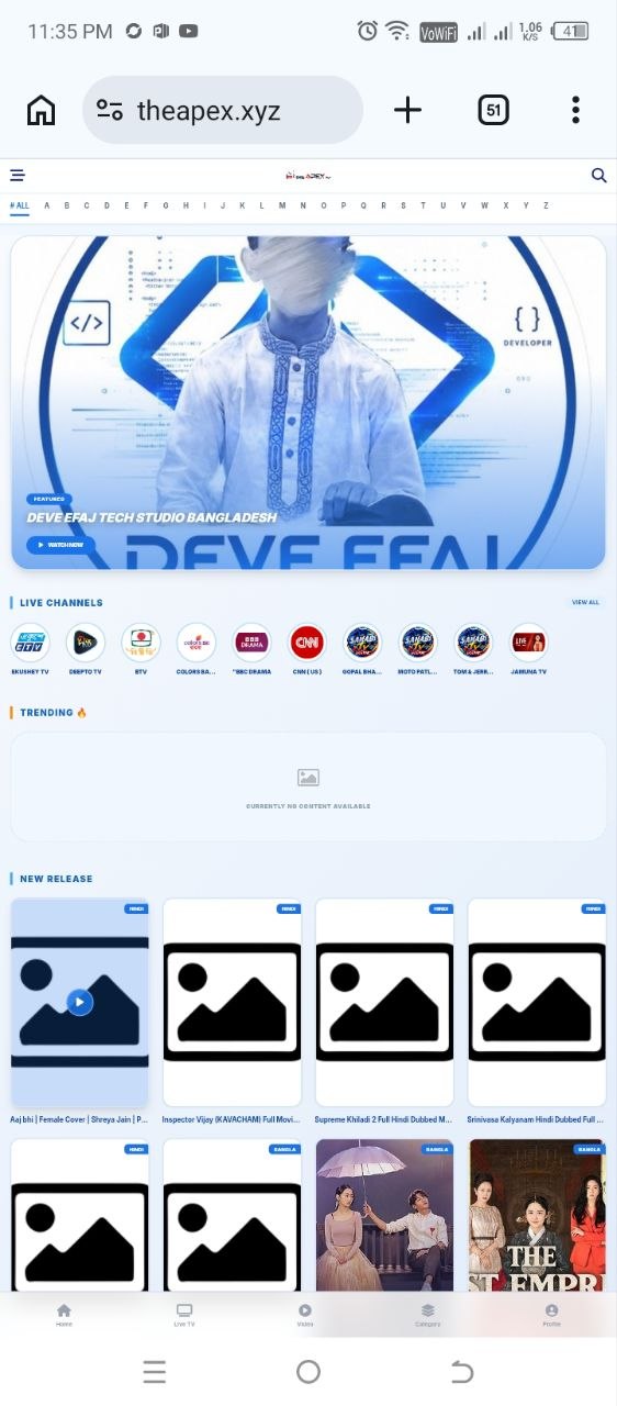 movie and live TV live channel